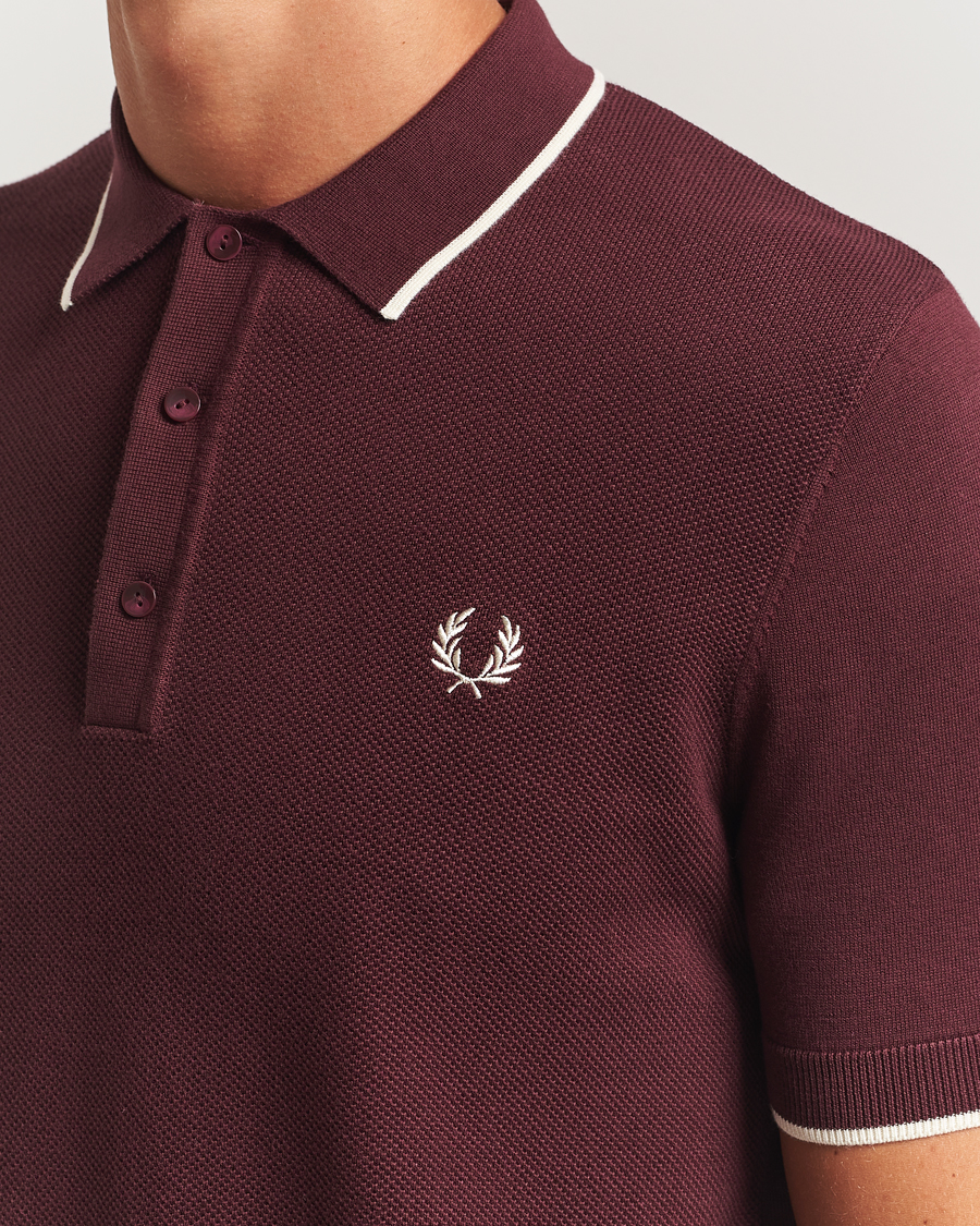 Heren | Polo's | Fred Perry | Pique Knitted Tipped Polo Oxblood