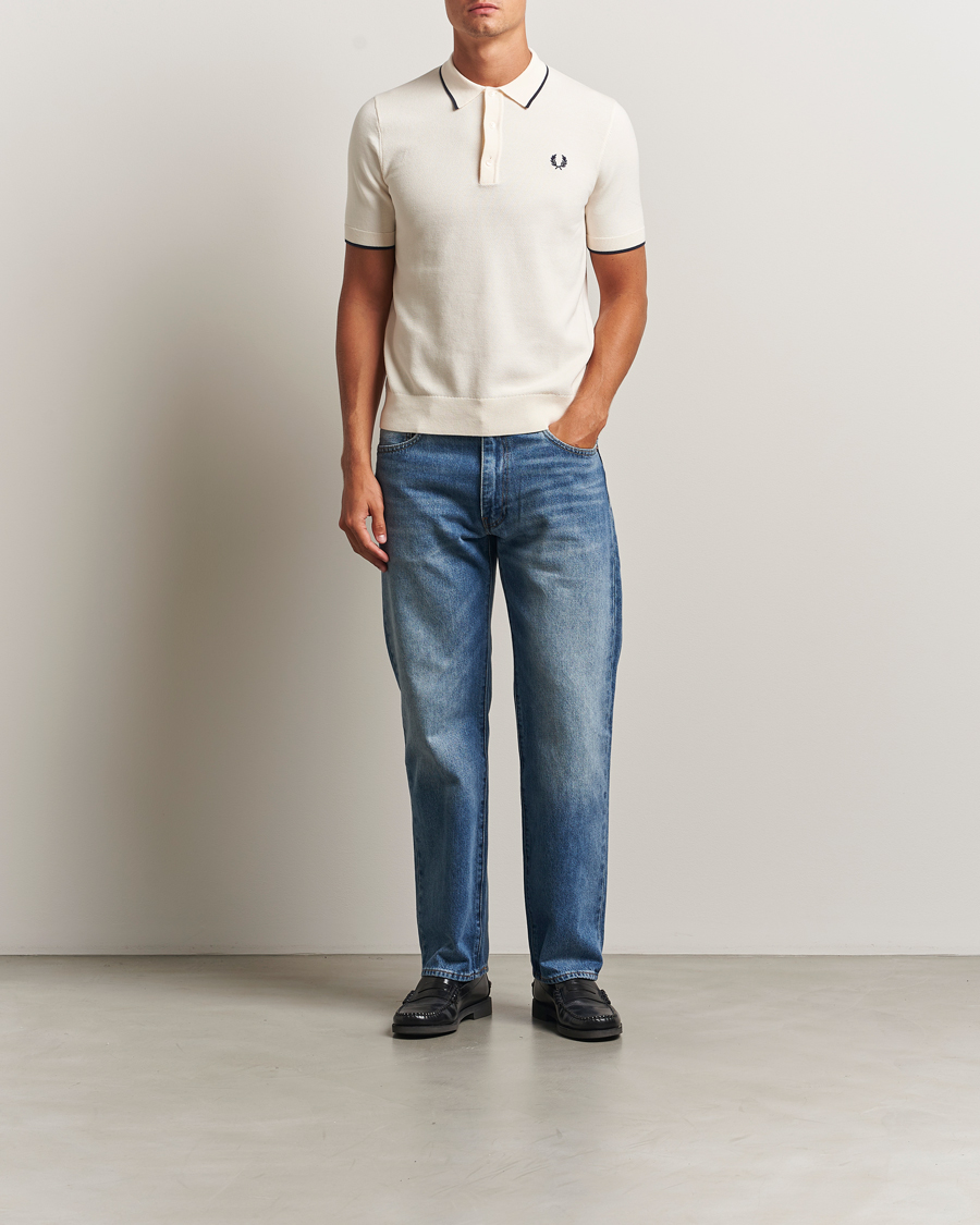 Heren | Polo's | Fred Perry | Pique Knitted Tipped Polo Ecru
