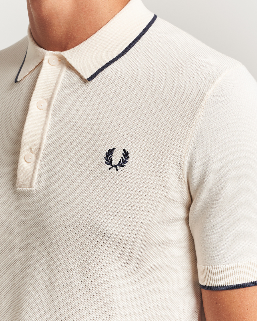 Heren | Polo's | Fred Perry | Pique Knitted Tipped Polo Ecru