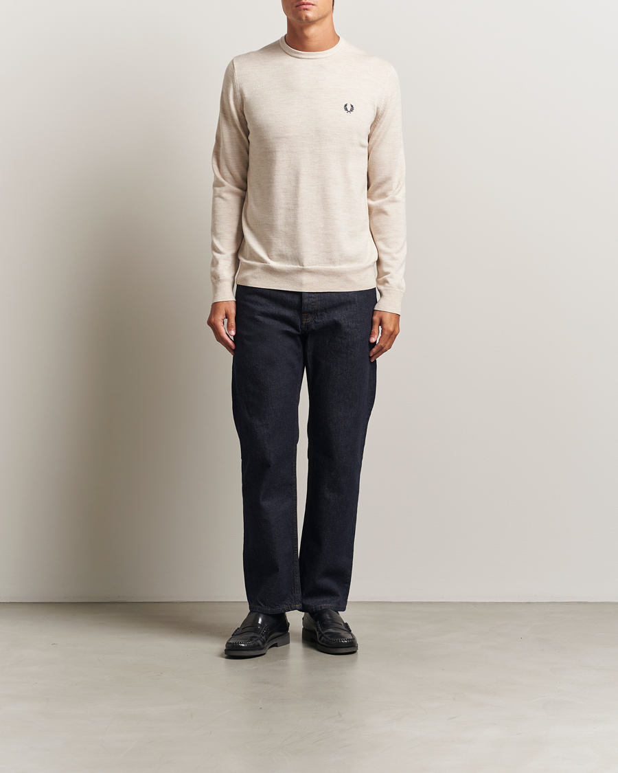 Heren | Truien | Fred Perry | Classic Crew Neck Jumper Porrigde Marl