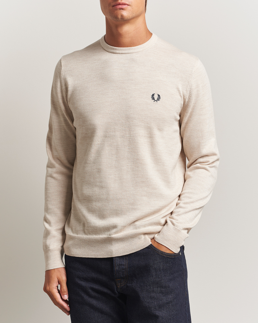 Heren | Truien | Fred Perry | Classic Crew Neck Jumper Porrigde Marl