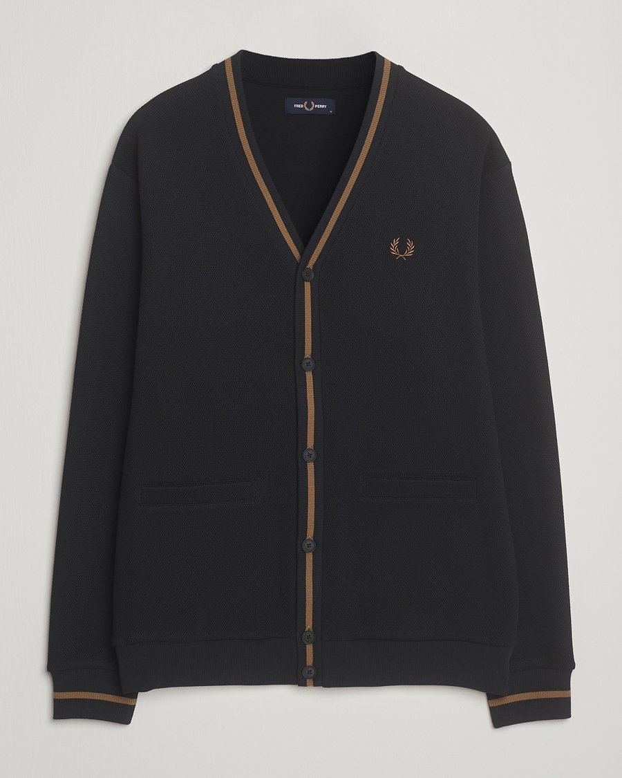 Heren | Truien | Fred Perry | Tipped Pique Textured Cardigan Black