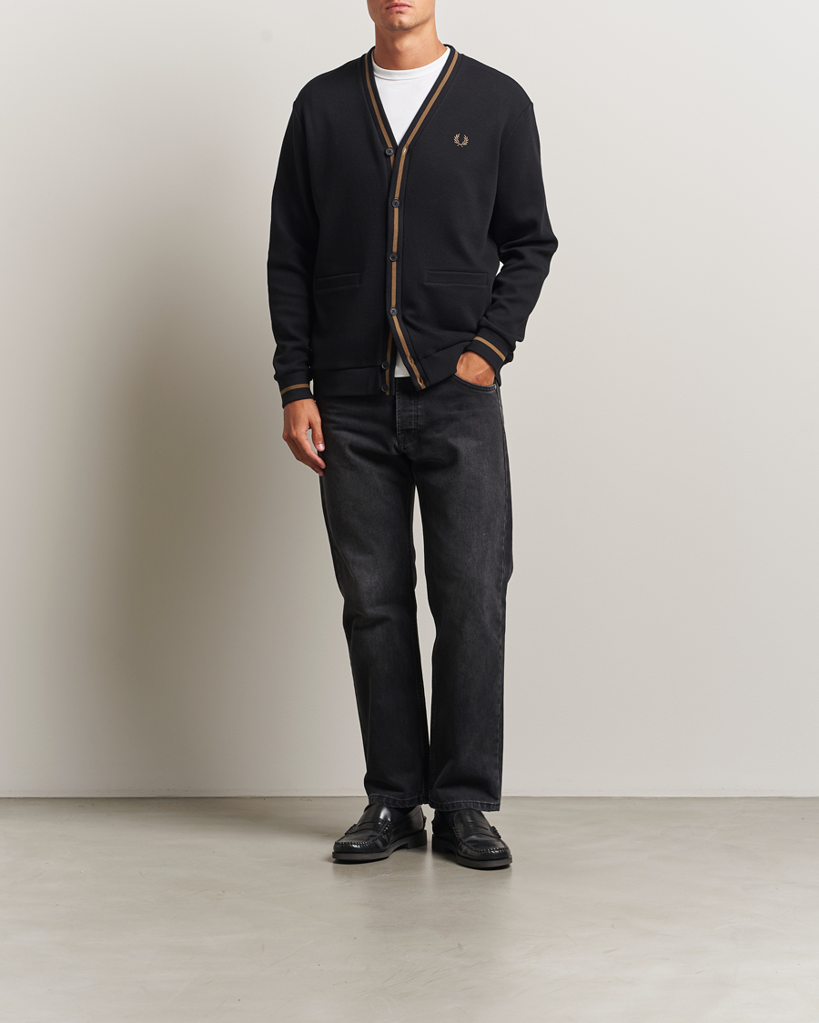 Heren | Truien | Fred Perry | Tipped Pique Textured Cardigan Black