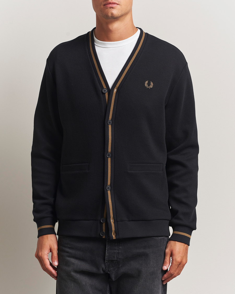 Heren | Truien | Fred Perry | Tipped Pique Textured Cardigan Black