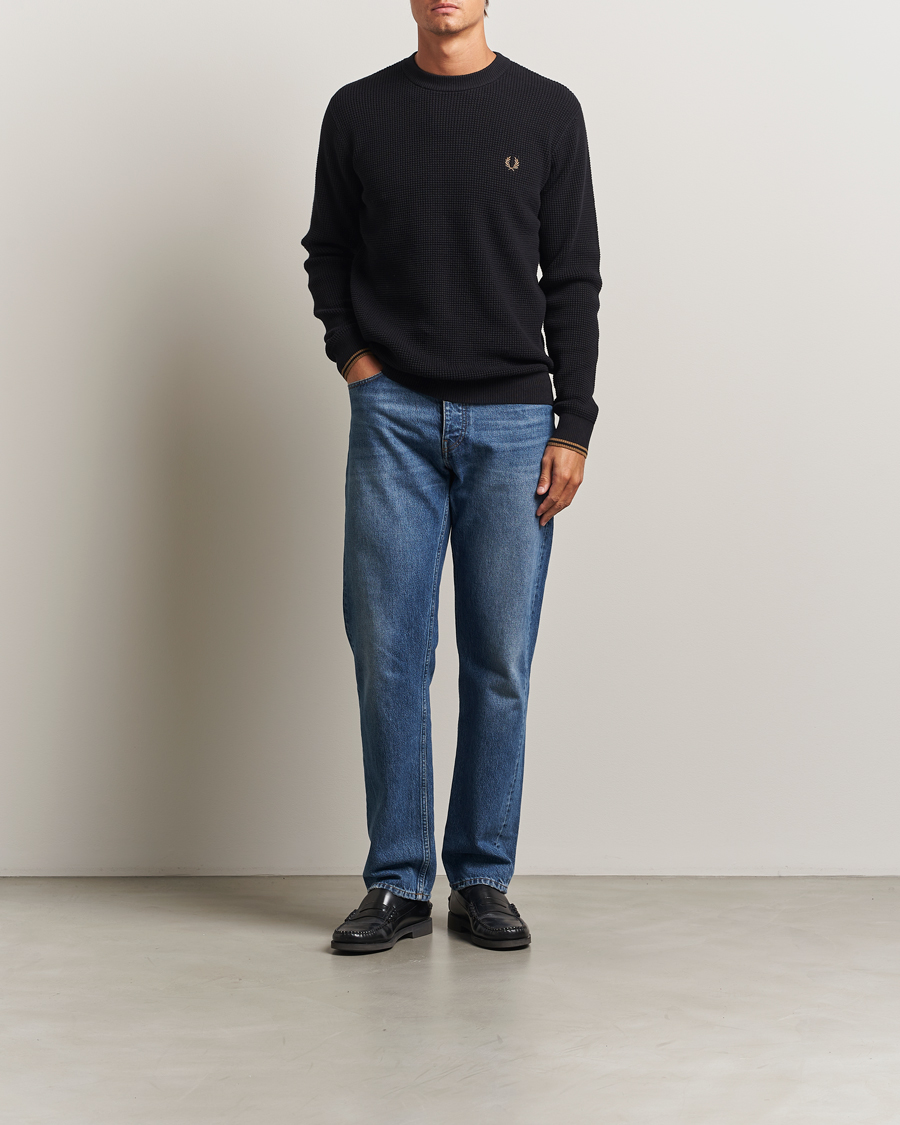 Heren | Truien | Fred Perry | Waffle Stitch Jumper Black