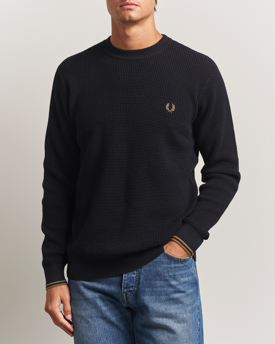 Heren | Truien | Fred Perry | Waffle Stitch Jumper Black