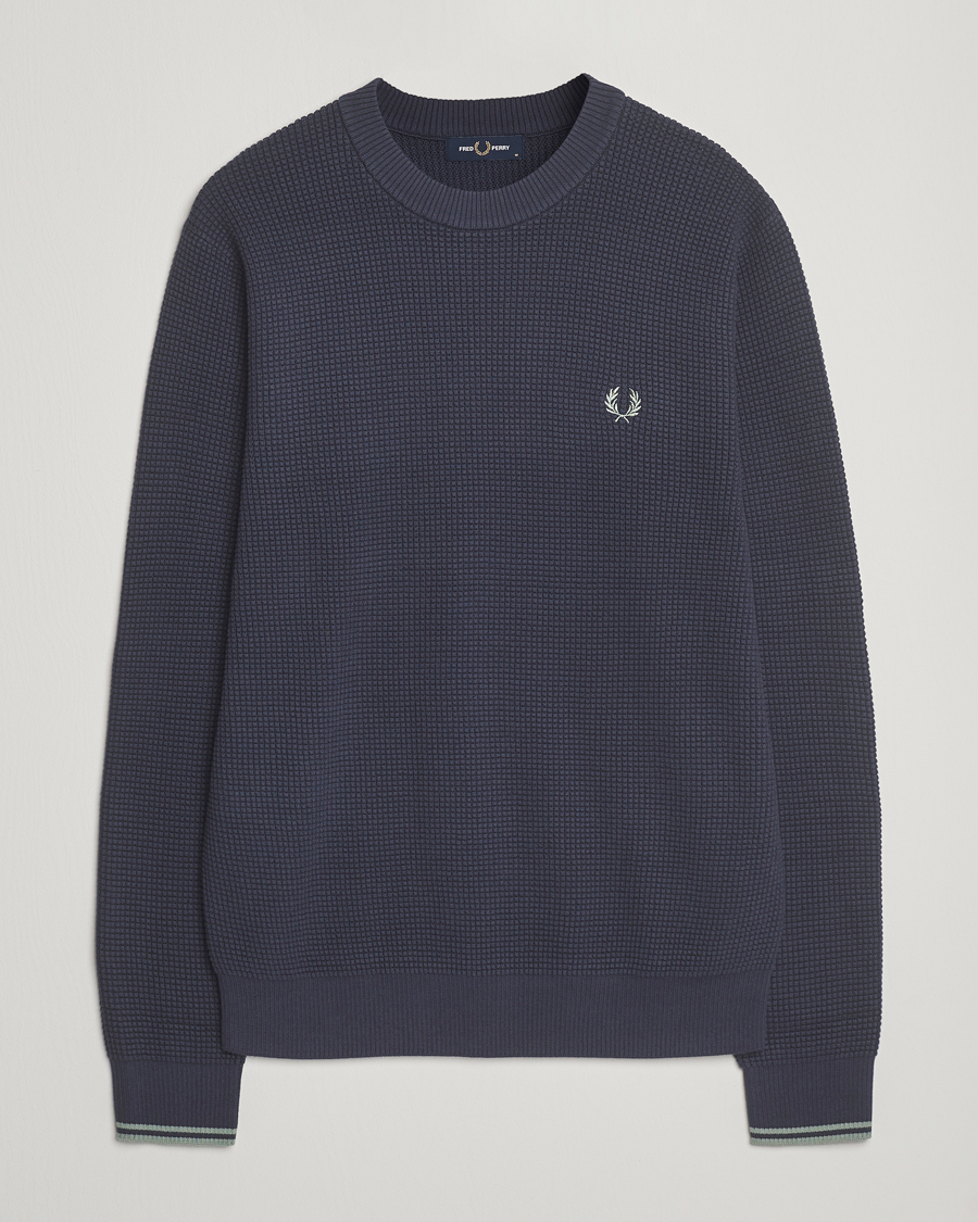 Heren | Truien | Fred Perry | Waffle Stitch Jumper Dark Airforce