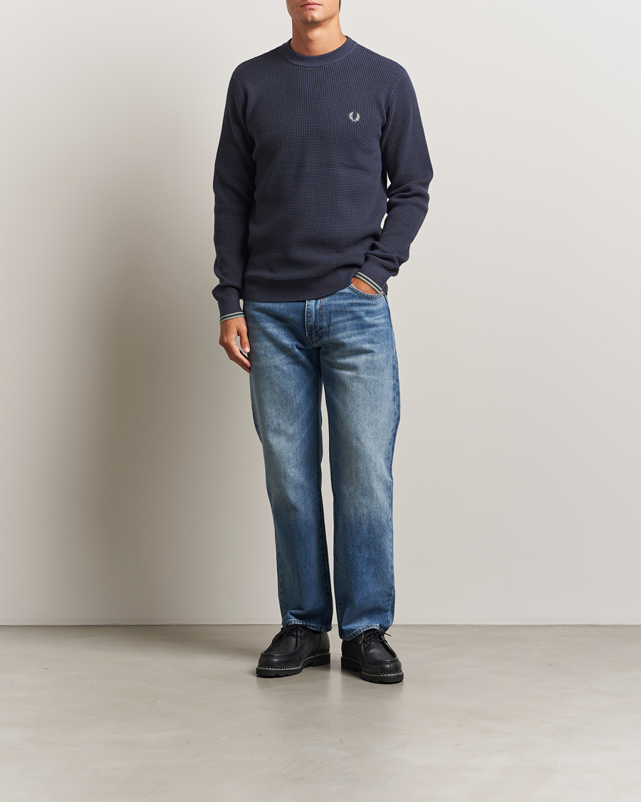Heren | Truien | Fred Perry | Waffle Stitch Jumper Dark Airforce