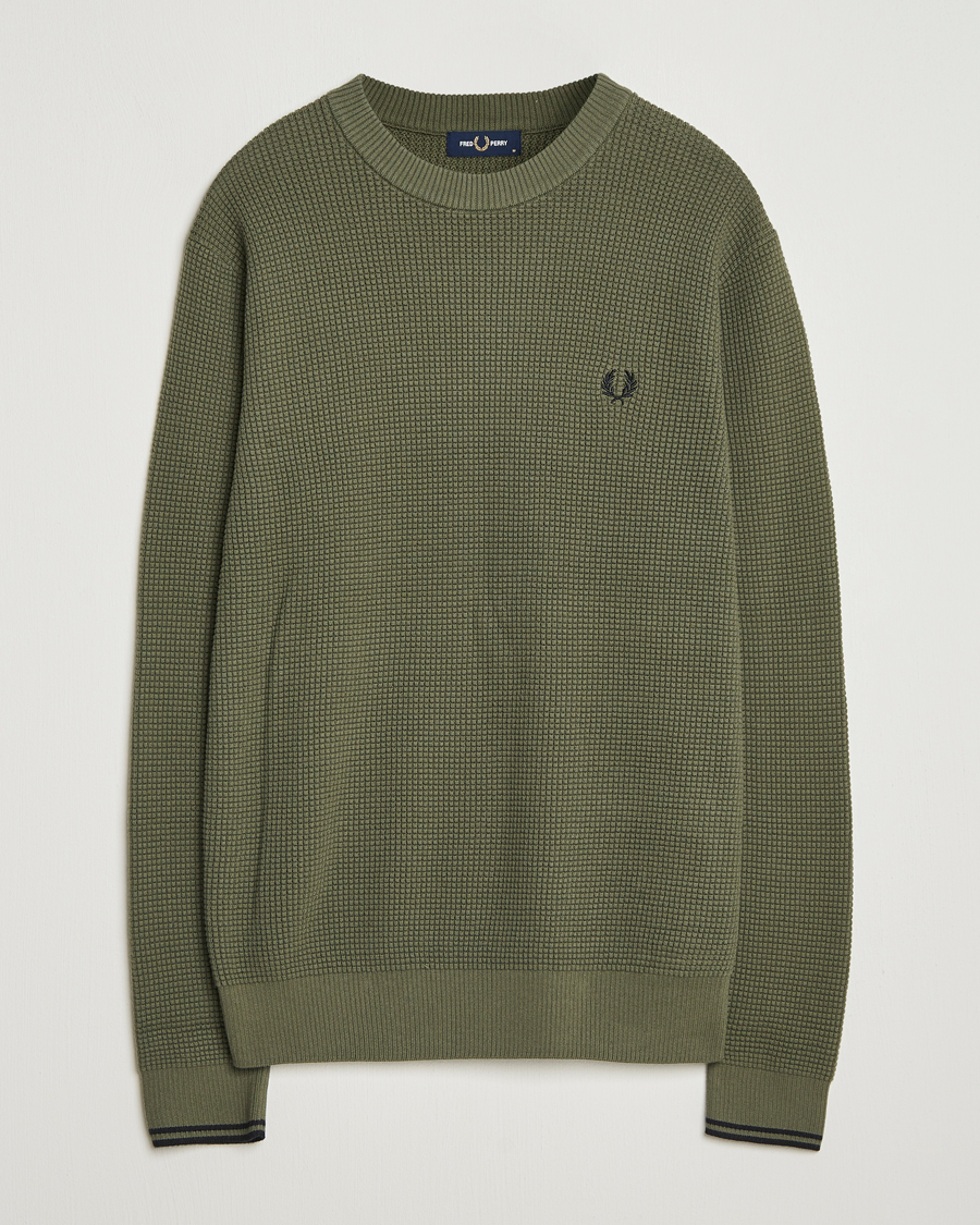 Heren | Truien | Fred Perry | Waffle Stitch Jumper Laurel Green