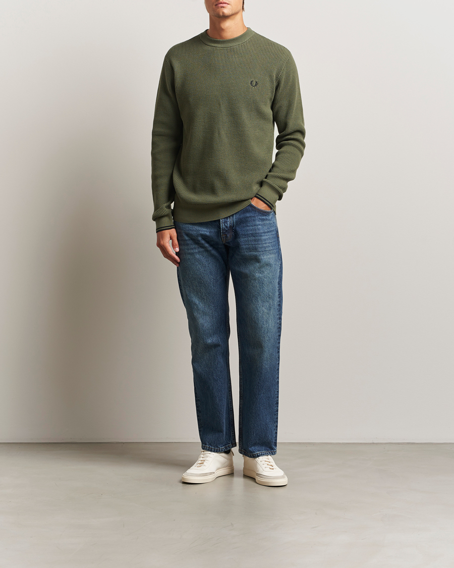 Heren | Truien | Fred Perry | Waffle Stitch Jumper Laurel Green