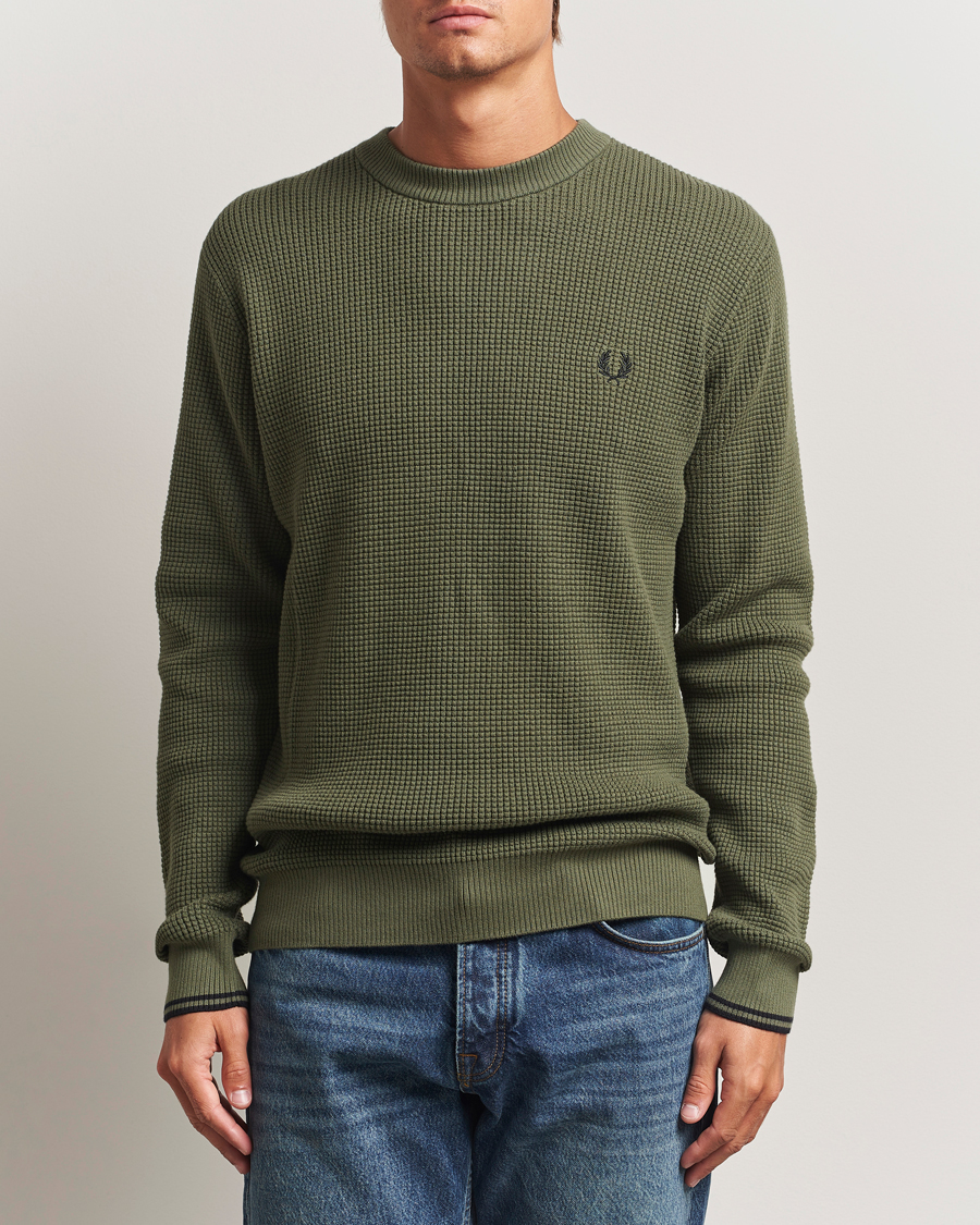 Heren | Truien | Fred Perry | Waffle Stitch Jumper Laurel Green