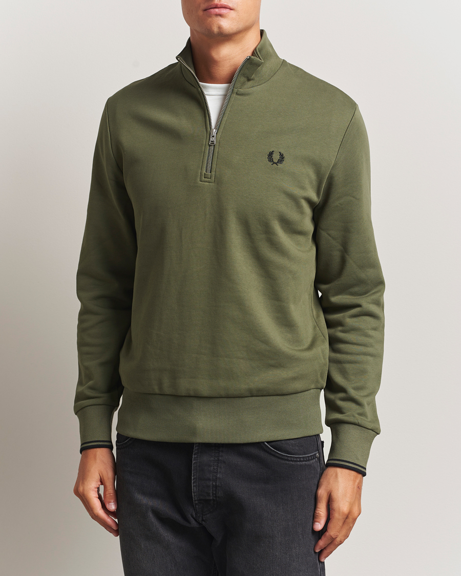 Heren | Truien | Fred Perry | Half Zip Sweatshirt Night Green