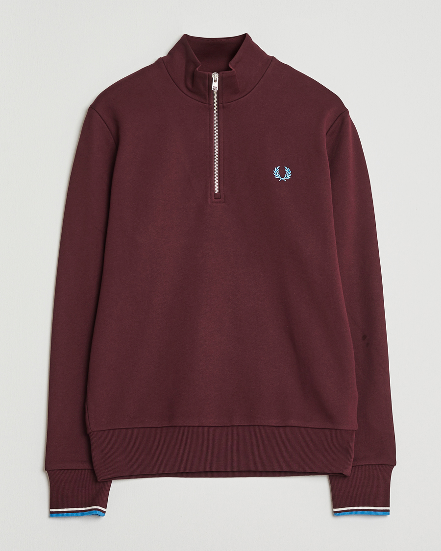 Heren | Truien | Fred Perry | Half Zip Sweatshirt Oxblood