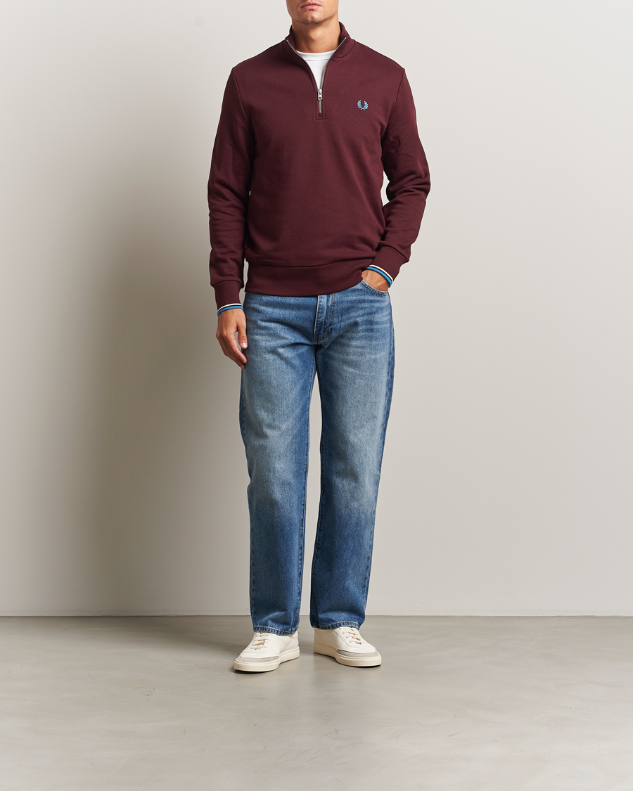 Heren | Truien | Fred Perry | Half Zip Sweatshirt Oxblood