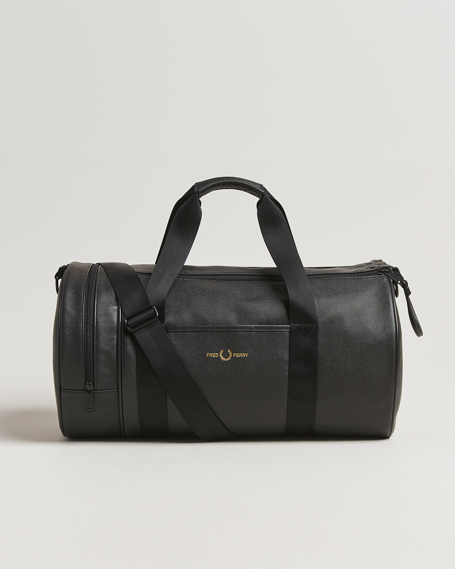 Heren | Tassen | Fred Perry | Scotch Grain Leather Barrel Bag Black