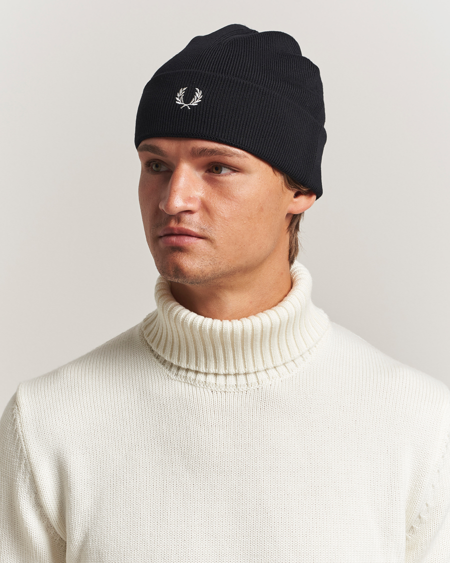 Heren | Mutsen | Fred Perry | Merino Wool Beanie Black