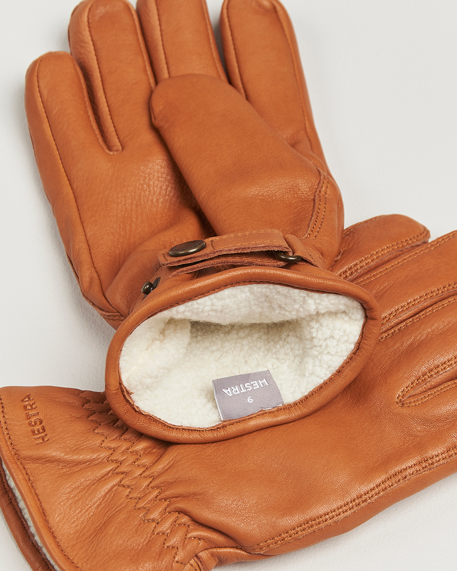 Heren | Handschoenen | Hestra | Burensvik Deerskin Wool Pile Glove Cognac