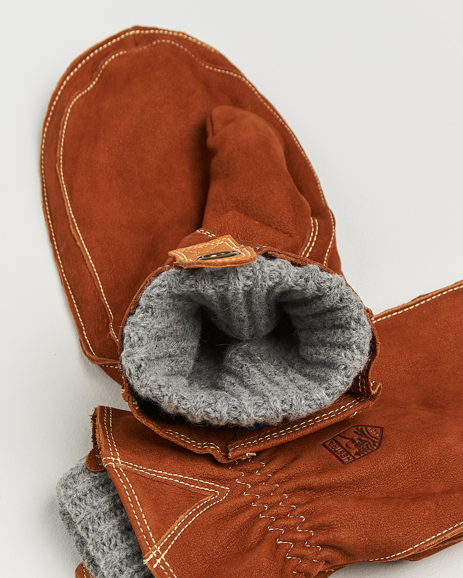 Heren | Handschoenen | Hestra | Oden Nubuck Wool Lined Mitt Cognac