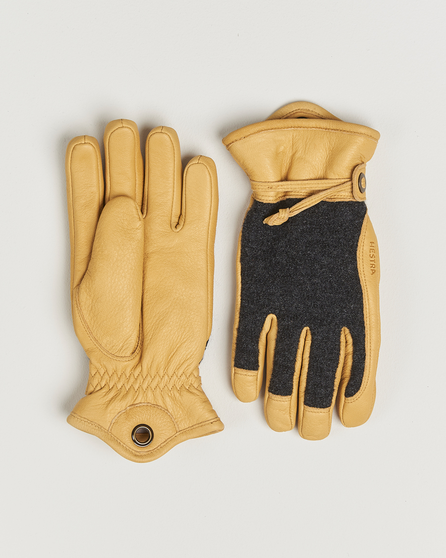 Heren | Handschoenen | Hestra | Daniel Wool/Goat Leather Glove Charcoal/Tan