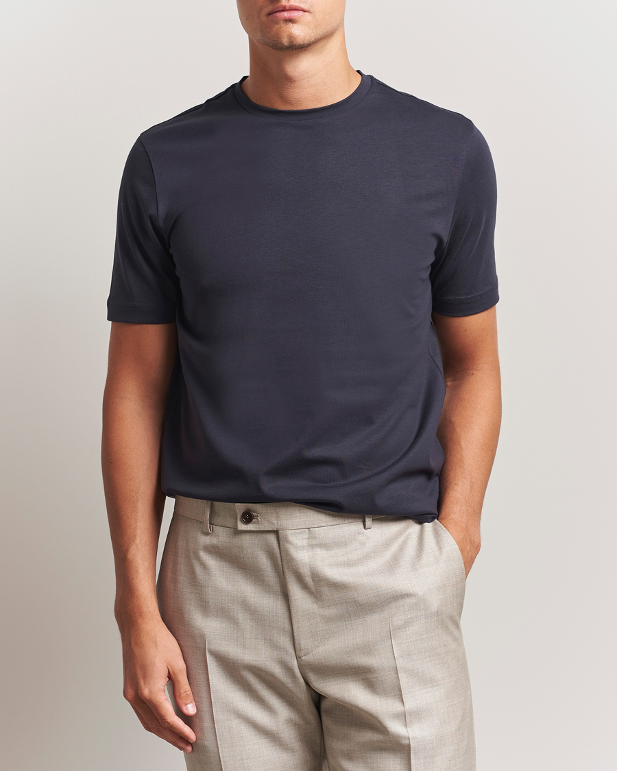 Heren | T-shirts | Stenströms | Supima Cotton T-Shirt Navy