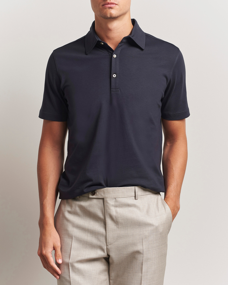 Heren | Polo's | Stenströms | Supima Cotton Polo Shirt Navy