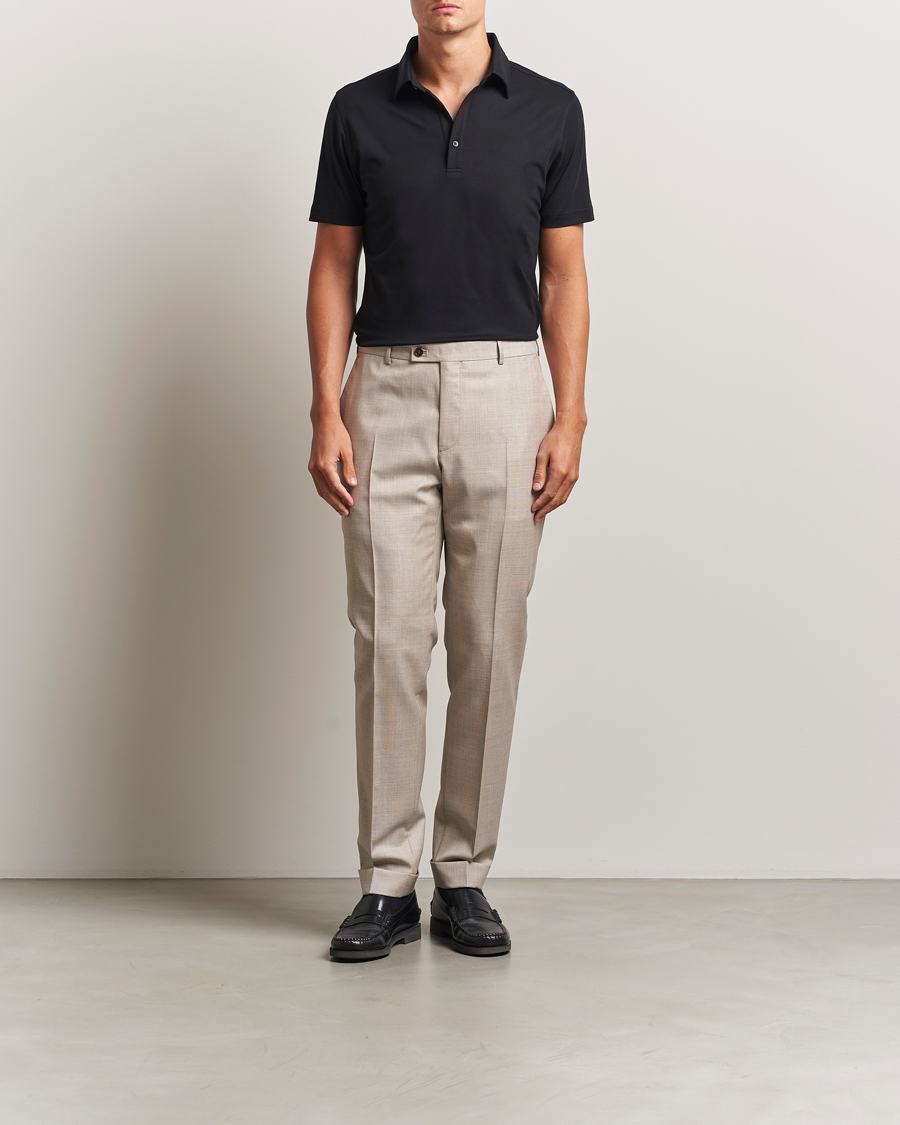 Heren | Polo's | Stenströms | Supima Cotton Polo Shirt Black