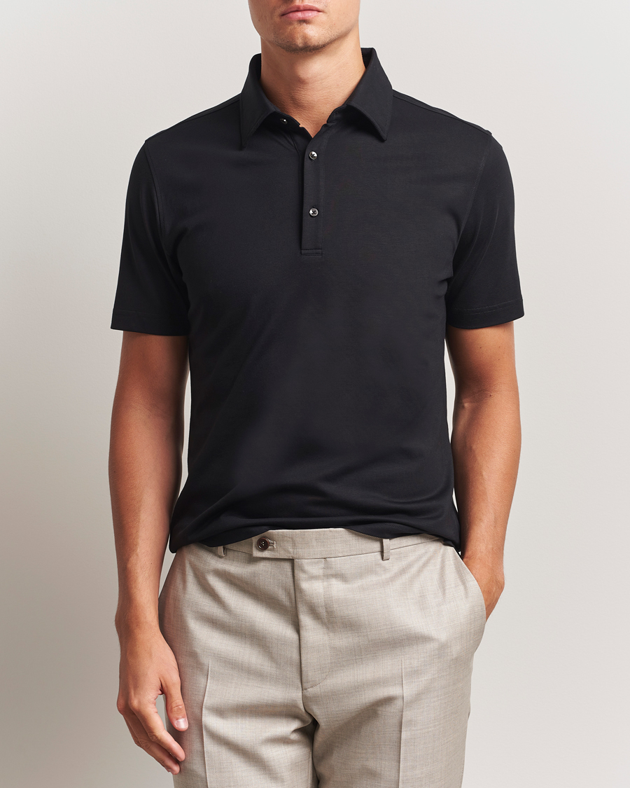 Heren | Polo's | Stenströms | Supima Cotton Polo Shirt Black