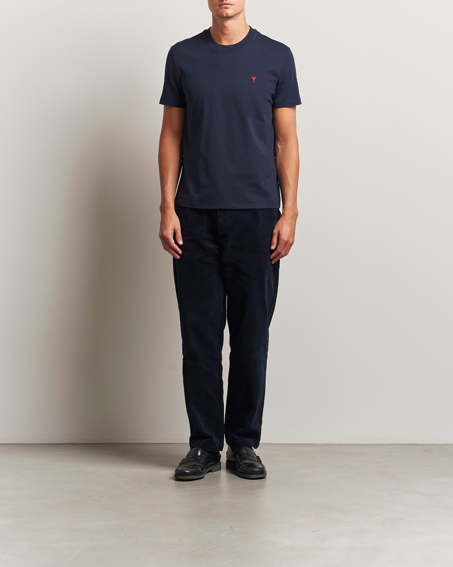 Heren | T-shirts | AMI | Heart Logo T-Shirt Night Blue