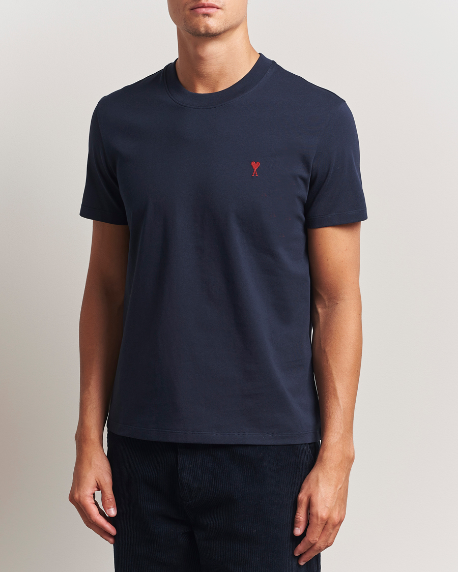 Heren | T-shirts | AMI | Heart Logo T-Shirt Night Blue