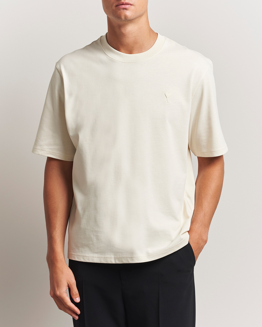 Heren | T-shirts | AMI | Tonal Heart Logo T-Shirt Ivory
