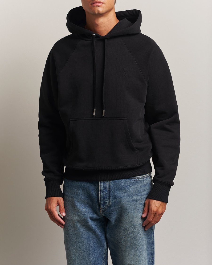 Heren | Truien | AMI | Tonal Heart Logo Hoodie Black