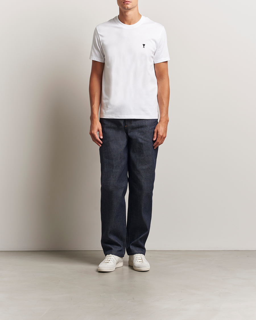 Heren | T-shirts | AMI | Black Heart Logo T-Shirt White