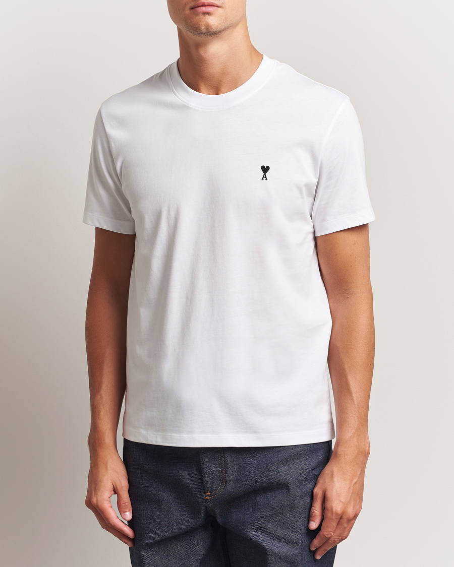 Heren | T-shirts | AMI | Black Heart Logo T-Shirt White