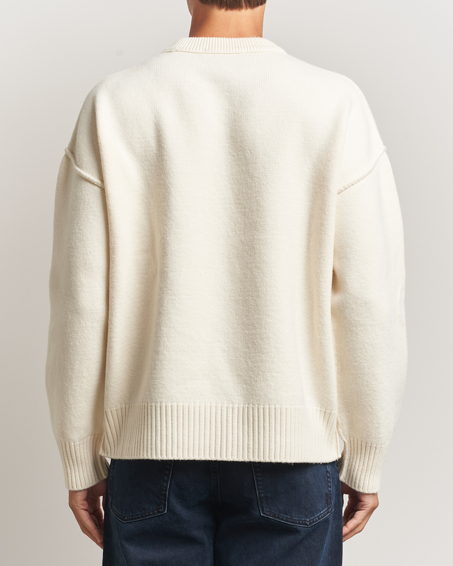 Heren | Truien | AMI | Big Heart Logo Wool Knitted Sweater Ecru