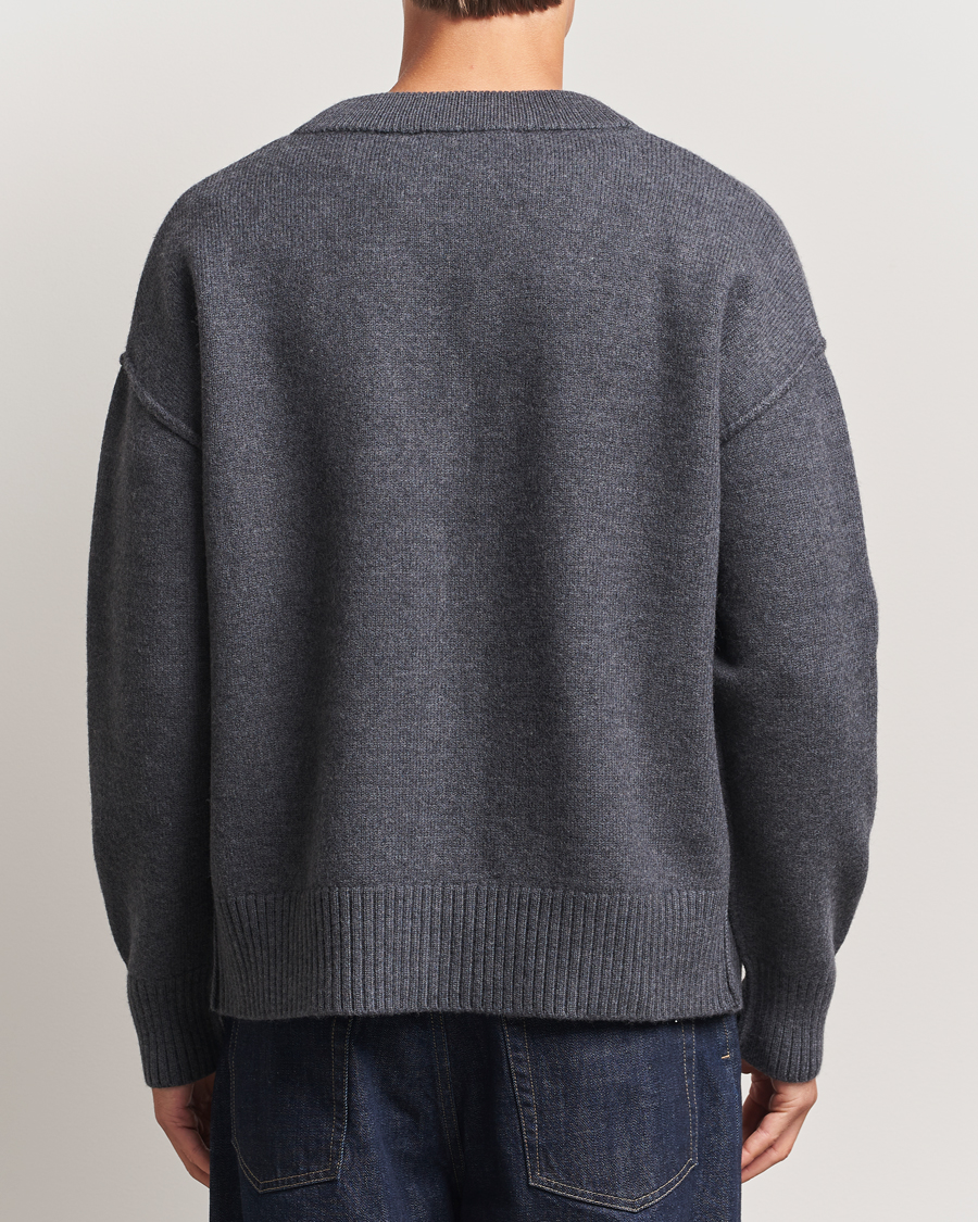 Heren | Truien | AMI | Big Heart Logo Wool Knitted Cardigan Dark Grey