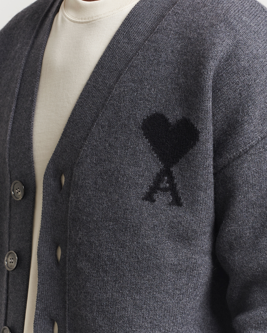 Heren | Truien | AMI | Big Heart Logo Wool Knitted Cardigan Dark Grey