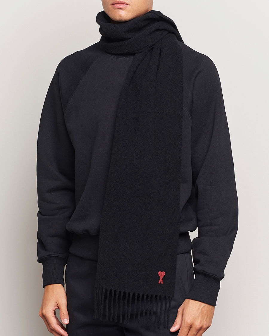 Heren | Sjaals | AMI | Heart Logo Scarf Black
