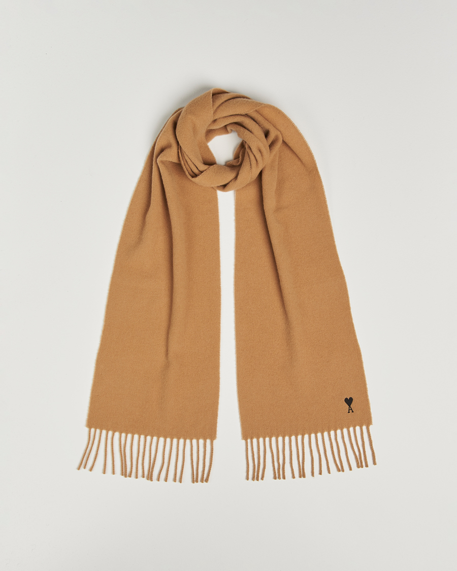 Heren | Sjaals | AMI | Heart Logo Scarf Camel