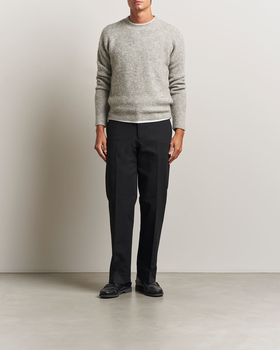 Heren | Truien | AMI | Signature Alpaca Knitted Sweater Light Grey Melange