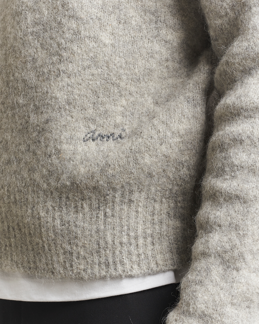 Heren | Truien | AMI | Signature Alpaca Knitted Sweater Light Grey Melange