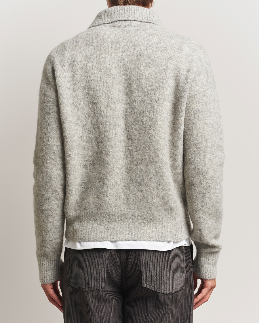 Heren | Truien | AMI | Signature Alpaca Knitted Polo Light Grey Melange