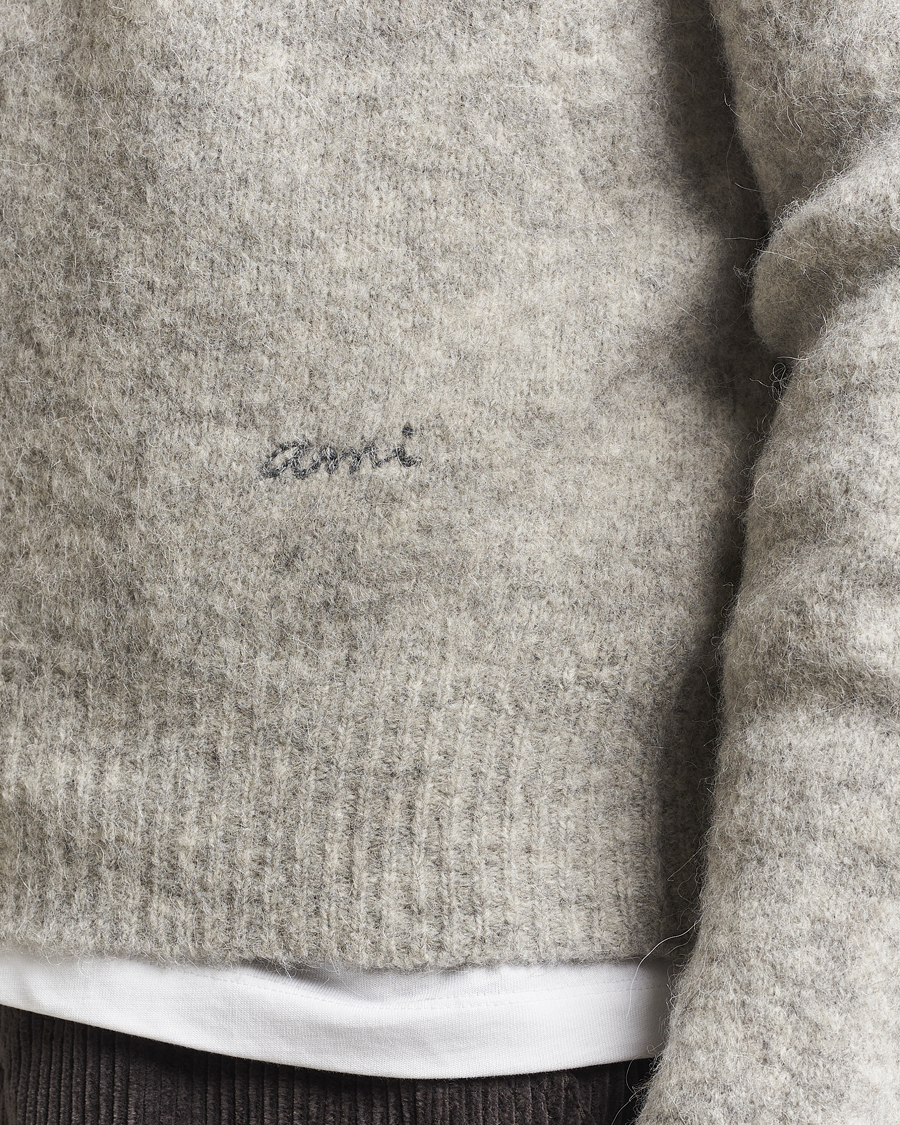 Heren | Truien | AMI | Signature Alpaca Knitted Polo Light Grey Melange