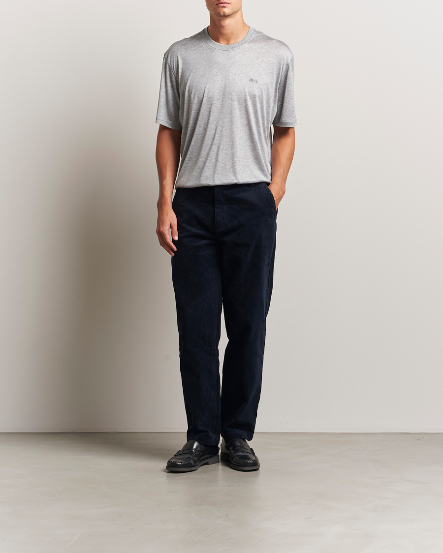 Heren | T-shirts | AMI | Signature Logo Mercerized T-Shirt Light Grey Melange