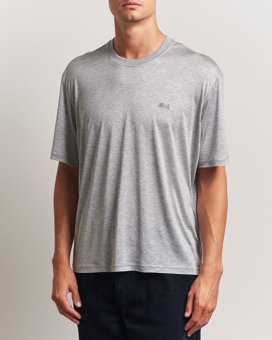 Heren | T-shirts | AMI | Signature Logo Mercerized T-Shirt Light Grey Melange