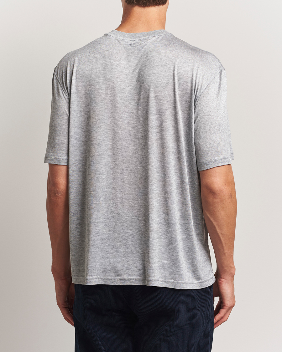 Heren | T-shirts | AMI | Signature Logo Mercerized T-Shirt Light Grey Melange