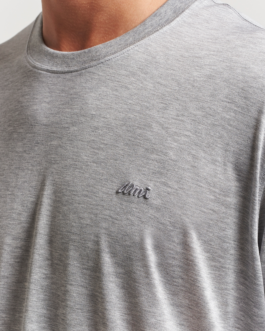 Heren | T-shirts | AMI | Signature Logo Mercerized T-Shirt Light Grey Melange