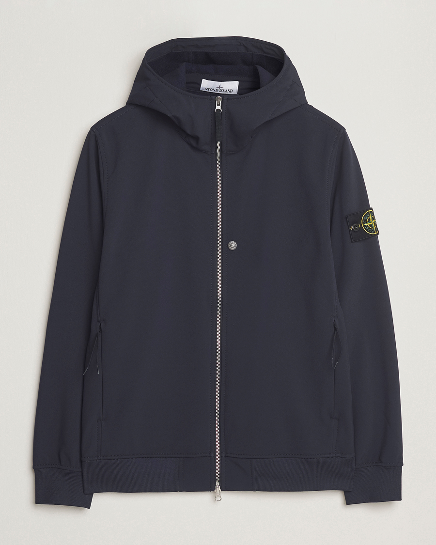Heren | Jassen | Stone Island | Soft Shell Re-Dyed Lined Hood Jacket Navy