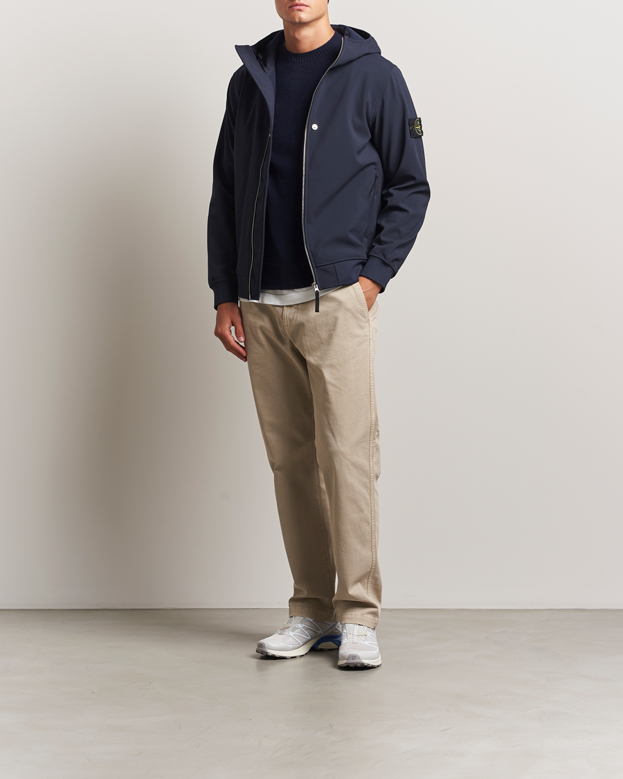 Heren | Jassen | Stone Island | Soft Shell Re-Dyed Lined Hood Jacket Navy