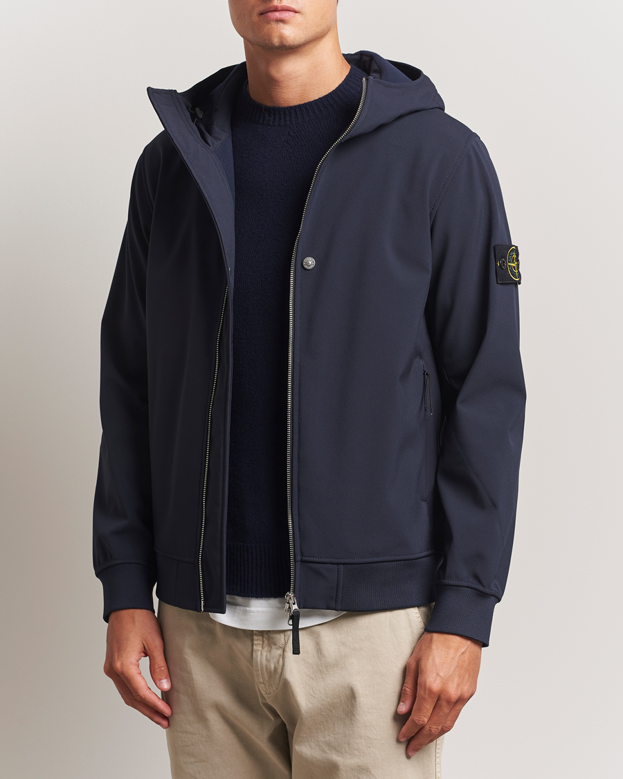 Heren | Jassen | Stone Island | Soft Shell Re-Dyed Lined Hood Jacket Navy