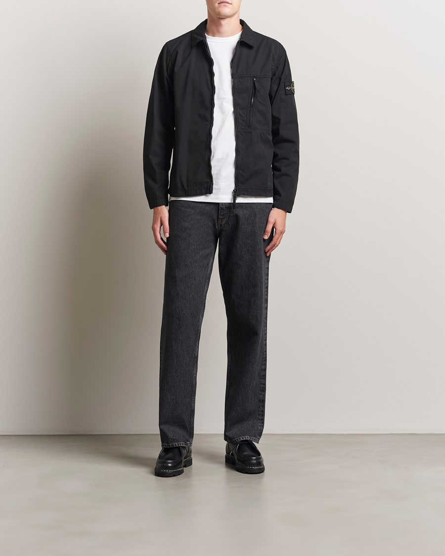 Heren | Overhemden | Stone Island | Garment Dyed Supima Cotton Zip Overshirt Black